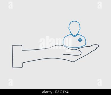 Patient care line  icon on gray background Stock Vector