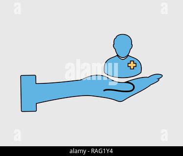 Colorful Patient care  icon on gray background Stock Vector