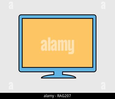 Colorful Computer Monitor Icon on gray Background. Stock Vector