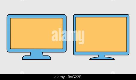 Colorful Computer Monitor Icon on gray Background. Stock Vector