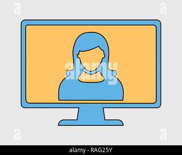 Colorful Online help icon on computer monitor Stock Vector