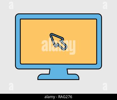 Colorful Mouse cursor  icon on computer monitor Stock Vector