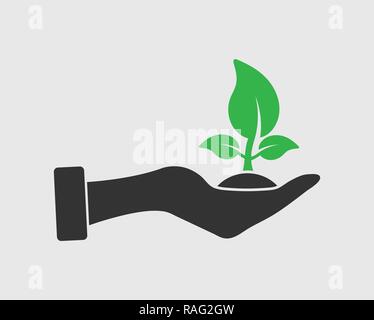Save the Plant Icon on gray background Stock Vector