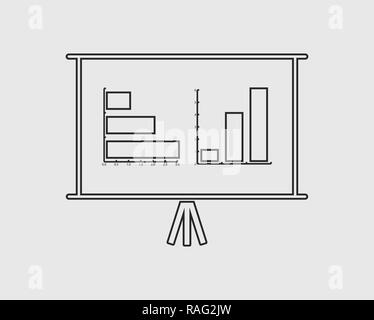 Presentation billboard sign line icon. Scheme and Diagram symbol. Graphic element on gray background. Stock Vector