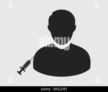 Push Injection to patient Icon on gray background. Stock Vector
