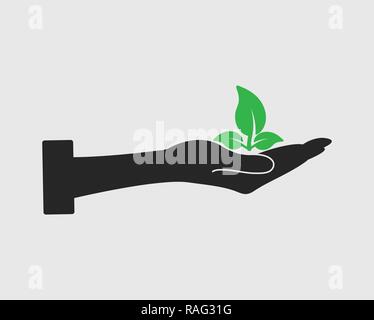 Save Plant Icon on gray background flat style vector eps. Stock Vector