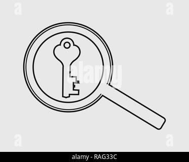 Search keyword, line icon on gray background. Stock Vector