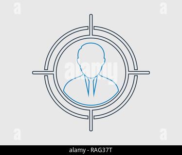 Target audience line icon on gray background. Stock Vector