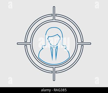 Target audience line icon on gray background. Stock Vector