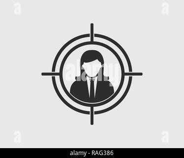 Target female audience icon on gray background. Flat Icon vector eps. Stock Vector