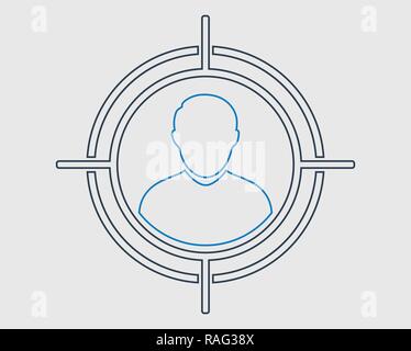 Target audience line icon on gray background. Stock Vector