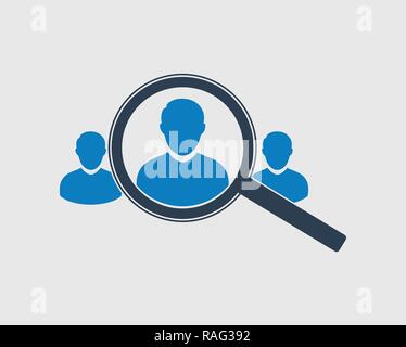 Target audience icon with magnifing glass. Flat Icon vector eps. Stock Vector
