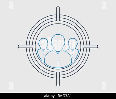 Target audience line icon on gray background. Stock Vector