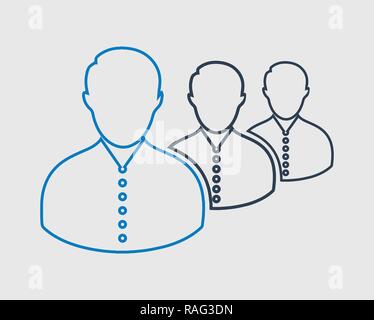 Teamwork line Icon on gay background. Stock Vector