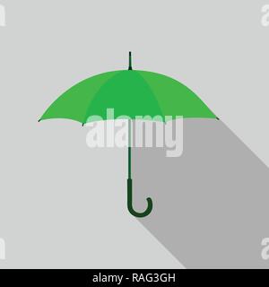 Umbrella symbol. Vector illustration of flat color icon with long shadow. Stock Vector