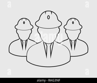 Engineer Team line Icon on gray background Stock Vector