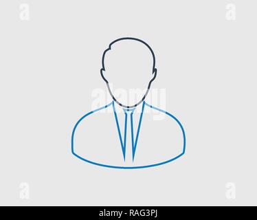 Corporate Man line Icon on gray background. Stock Vector