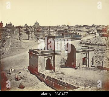 Bailee Guard Gate, Taken from the Inside, Showing the Clock Tower, Felice Beato (English, born Italy, 1832 - 1909 reimagined Stock Photo