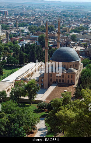 Urfa, Turkey - August 19, 2008: Yeni Dergah Mosque against the cityscape of Sanli Urfa. This mosque have been constructed in 1986 beside the Mevlid-i  Stock Photo