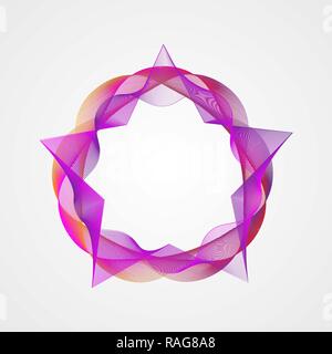 Star with circle gradient rectangular frame. Stylized Guilloche Element 10 eps Stock Vector