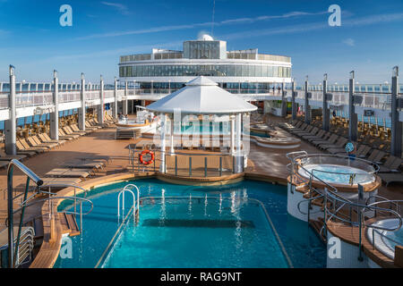 The pool deck of the Norwegian Jade cruise ship. Stock Photo