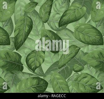 Vector seamless pattern background. Elegant texture for backgrounds. Illustration greenery watercolor design: Lemon Leaf, Salal (Gaultheria shallon) Stock Vector