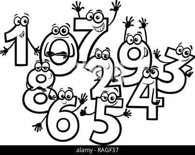 Educational Cartoon Illustrations of Basic Numbers Characters Set Stock ...