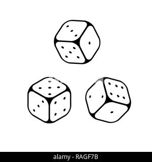 Dice line icons game objects. Stock Vector