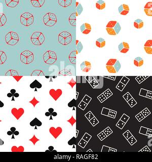 Board and card seamless pattern line icons vector background set. Stock Vector