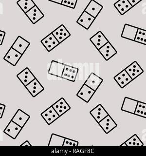 Dominoes seamless pattern line icons on grey neutral background. Stock Vector
