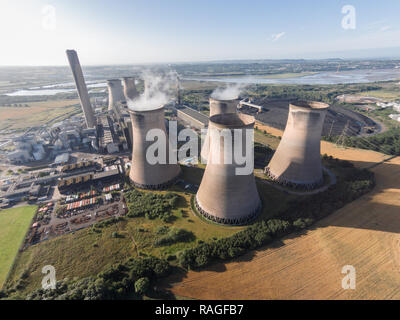 Aerial photographs of Fiddlers Ferry Power Station in Widnes / Sankey.  A Coal Power Station which famously lost a tower in 1984 due to high wind. Stock Photo