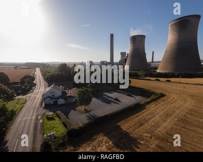 Aerial photographs of Fiddlers Ferry Power Station in Widnes / Sankey.  A Coal Power Station which famously lost a tower in 1984 due to high wind. Stock Photo