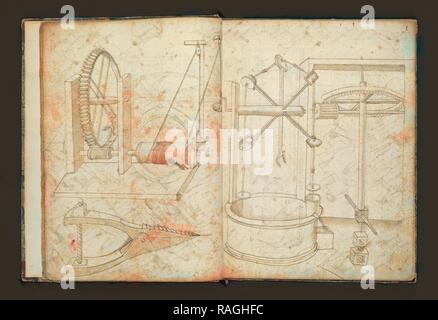 Edificij et machine, Martini, Francesco di Giorgio, 1439-1501, brown ink and wash, ca. 1475-ca. 1480, The volume reimagined Stock Photo