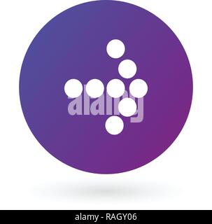white right dotted arrow in purple gradient circle icon. Continue icon. Next sign. East arrow. Vector illustration isolated on white background Stock Vector