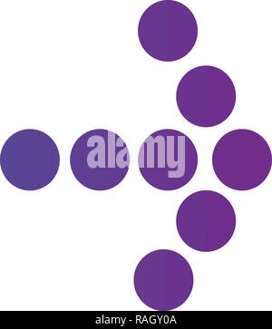 Right purple gradient dotted arrow icon. Continue icon. Next sign. East arrow. Vector illustration isolated on white background Stock Vector