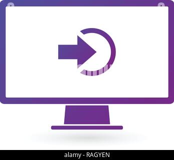 Vector illustration of computer security concept with login button. clean design Stock Vector