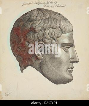 Etruscan head, side view, Society of Dilettanti drawings, prints, and letters, 1806-1880, Pencil on paper, between reimagined Stock Photo