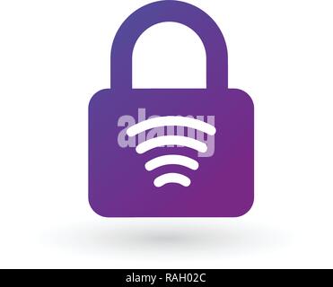 NFC communication, safe payment lock icon, vector illustration isolated on white background. clean design Stock Vector