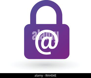 Secure mail icon isolated on whitebackground. Email locked with padlock. Flat design. Vector Illustration Stock Vector
