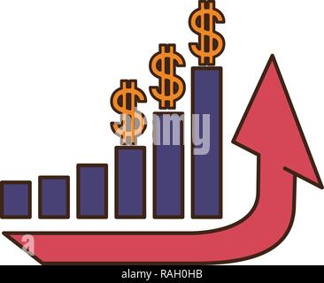 up arrow with dollar symbol isolated icon Stock Vector