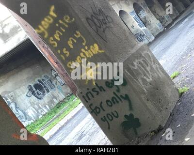 Detroit Urban Graffiti Art Throw-Up Piece! Stock Photo