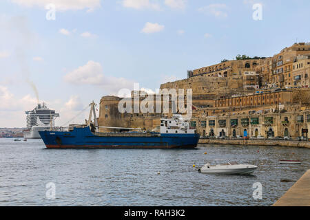 MSC Seaview cruiser ship anchoring at the Valletta's harbour at Valletta, Malta. Stock Photo