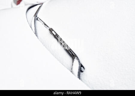 new snow covering windscreen of car Stock Photo