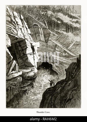 Thunder Cave, Frenchman’s Bay, Maine, United States, American Victorian Engraving, 1872 Stock Photo