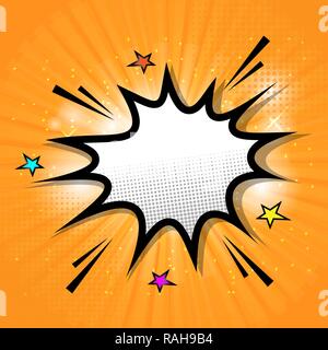 Comic speech bubble on orange background, stock vector Stock Vector