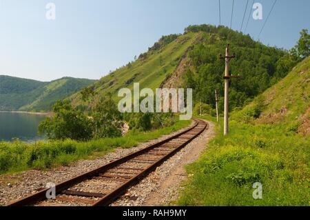 Circum-Baikal Railway, Lake Baikal, Irkutsk region, Siberia, Russian Federation, Eurasia Stock Photo