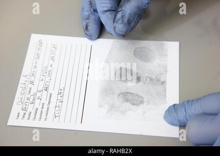 Kriminaltechnisches Institut, KTI, Forensic Science Institute, fingerprinting, fingerprints on evidence are made visible with Stock Photo