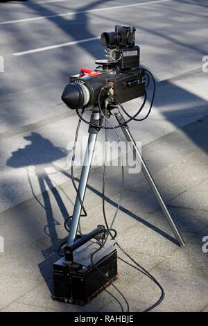 Laser measuring device being used, speed trap marathon of the police in North Rhine-Westphalia, 24 hours of intensive speed Stock Photo