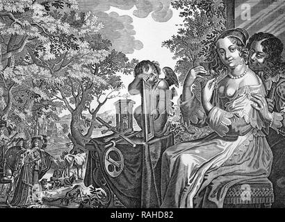 Symbolic engraving from the 17th Century Stock Photo