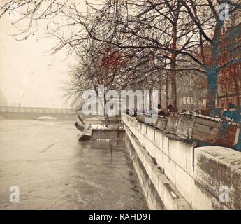 album flooding Paris suburbs in 1910, France, Dating jan-1910. Reimagined by Gibon. Classic art with a modern twist reimagined Stock Photo